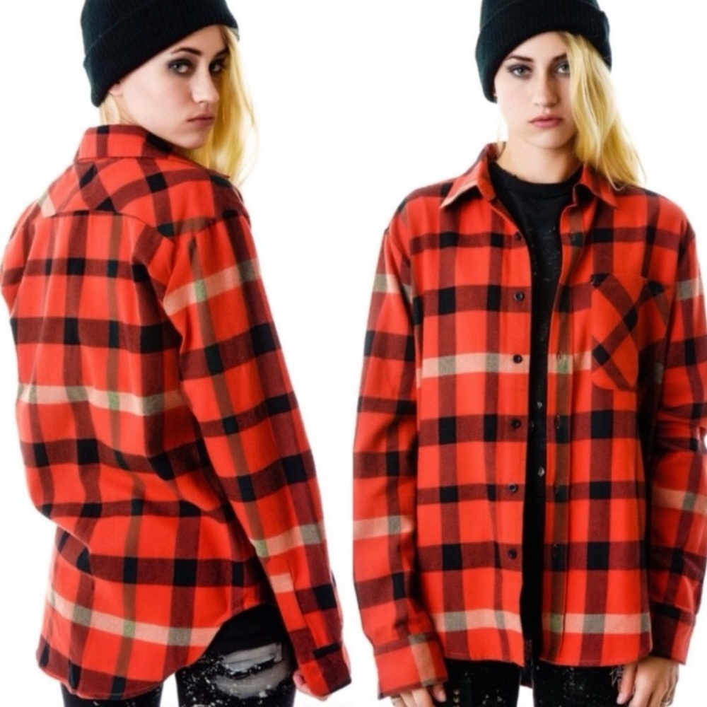 UNIF Red and Black Plaid Women's Top